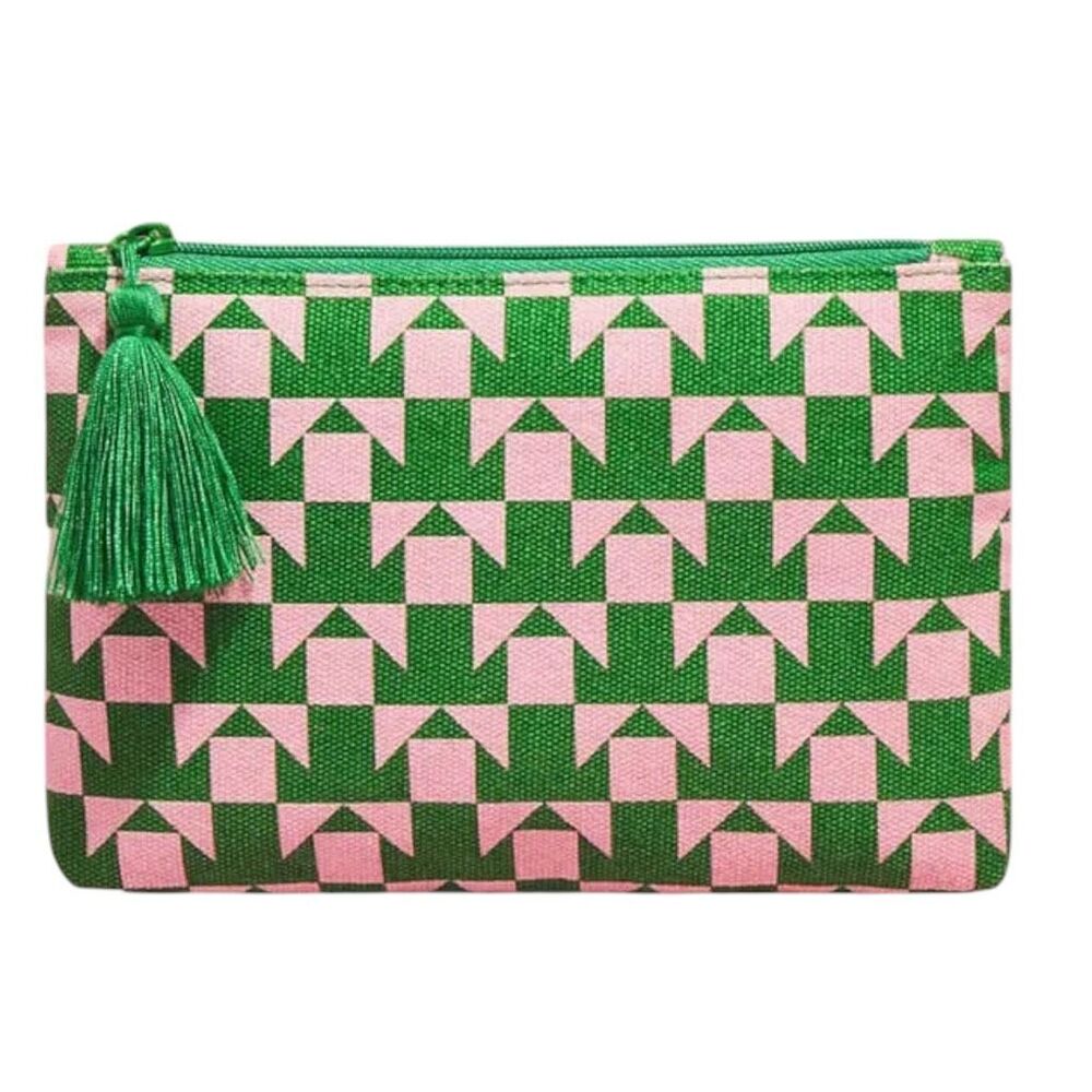 Brand New Ipsy Glam Bag Beauty of Nature Pink and Green Makeup Accessory Bag
